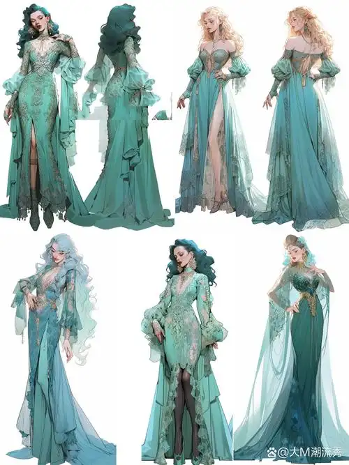 复古宫廷风礼服长裙 | 高贵冷艳礼服湖蓝