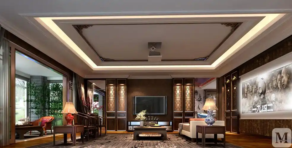 中式客厅窗帘装修效果图