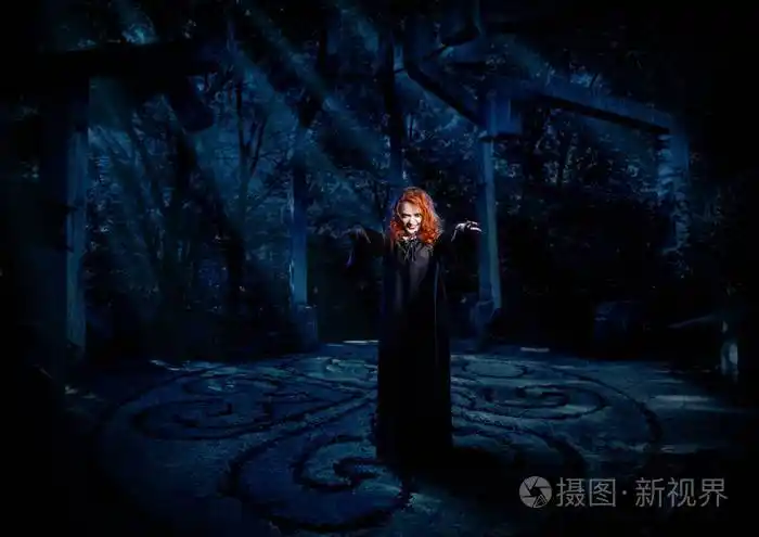 年轻女巫在夜森林