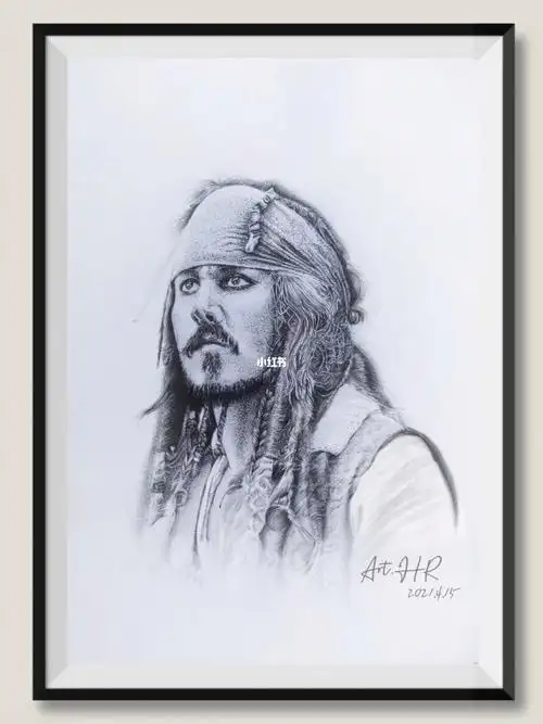 钢笔手绘加勒比海盗杰克船长