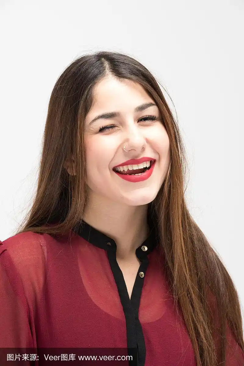 少女眨眼与真正的微笑大头照