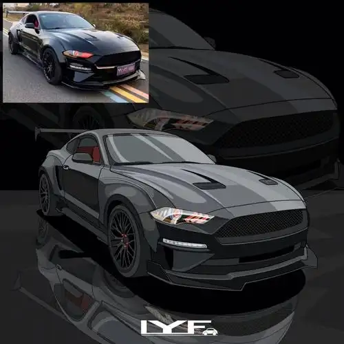 福特野马头像手绘