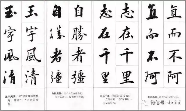 楷书行楷字体对照表,书法入门简单多了