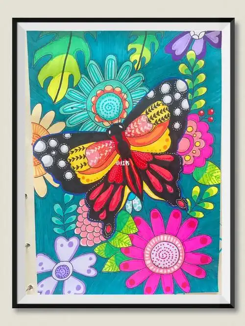 线描儿童画蝴蝶