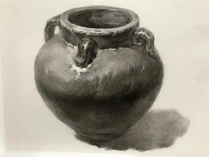素描单体陶罐步骤讲解