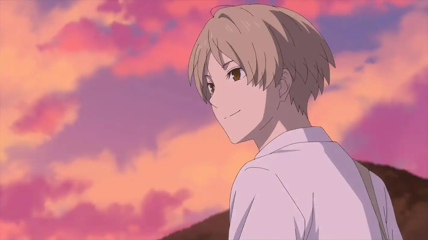 夏目友人帐第七季超清壁纸分享.梦幻晚霞与落日黄昏中的夏目 #