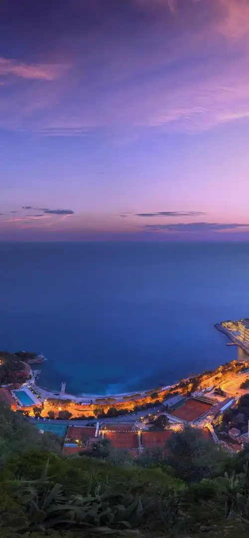 海岸城镇环岛景观夜灯唯美摄影高清手机壁纸