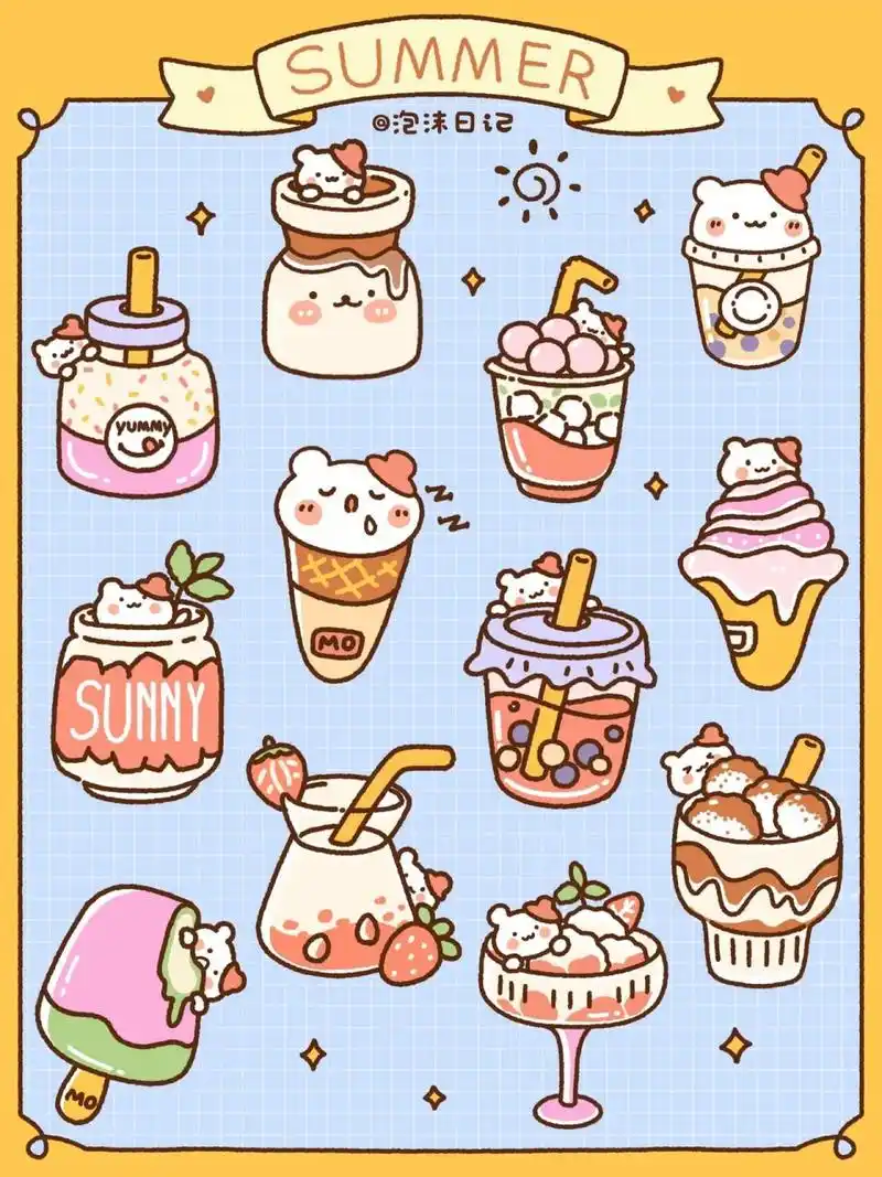 原创美食简笔画|夏日甜品系列7315 91夏天快要到咯～ 98这么