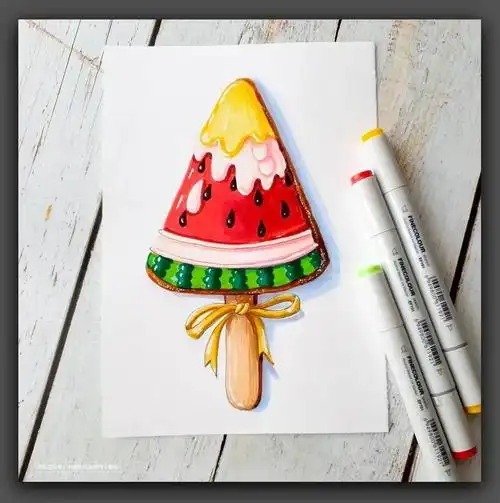 可爱的冰棍马克笔画教学步骤