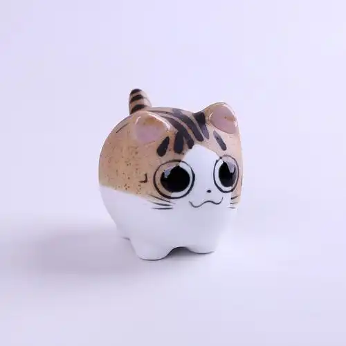 可爱陶瓷小摆件 景德镇陶瓷工艺品手绘卡通动物陶瓷摆件 可爱猫咪