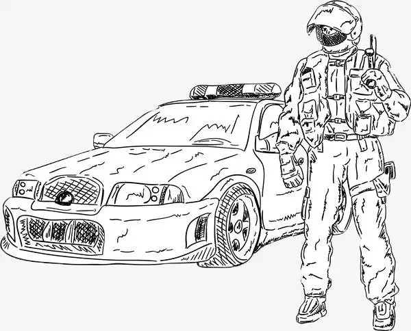 速写特警和他的警车