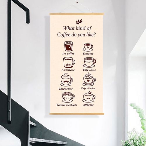 小红书推荐咖啡杯装饰画咖啡馆清吧奶茶店吧台小清新背景挂布画