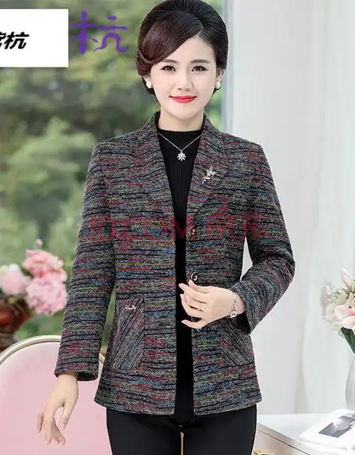 新】中年妈妈装秋季外套女40-50岁春秋装新款短款小西装外套女装上衣