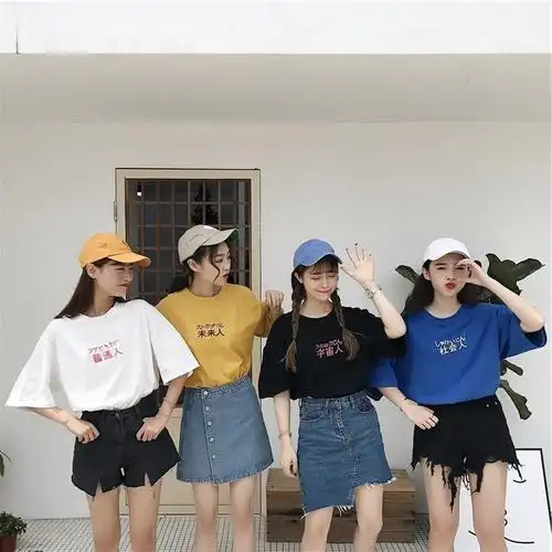 学生夏季短袖 女_四人多人装闺蜜装学生夏季寝室宿舍服女有文字t恤4人