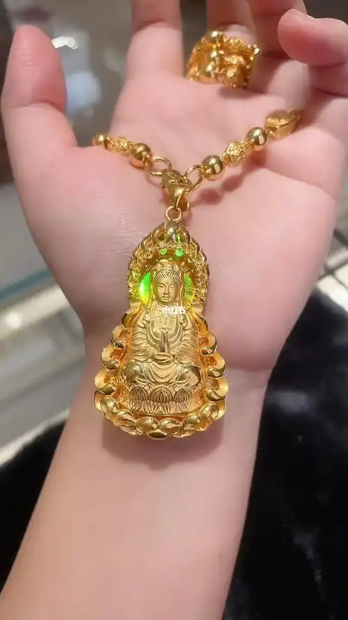 经典火焰观音黄金吊坠吊坠36克项链60克