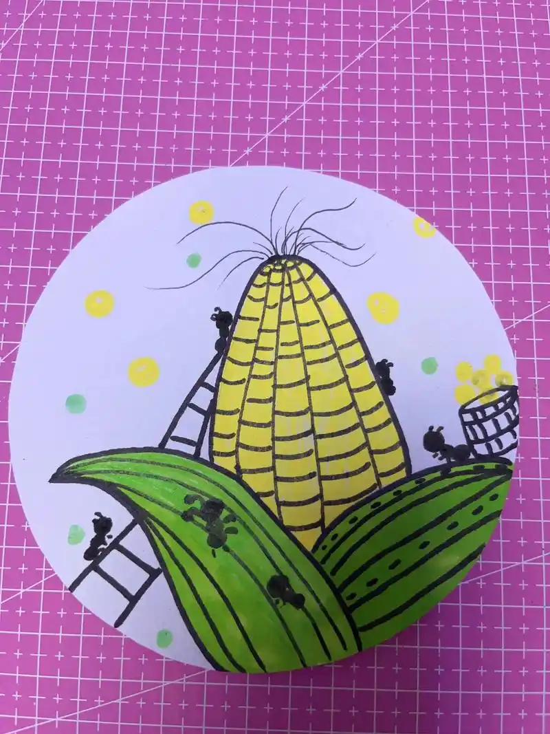 秋收系列:小蚂蚁《搬玉米99》#玉米简笔画 #儿童画 #创意 - 抖音