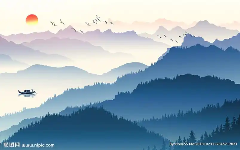 水墨山水风景意境背景墙图片