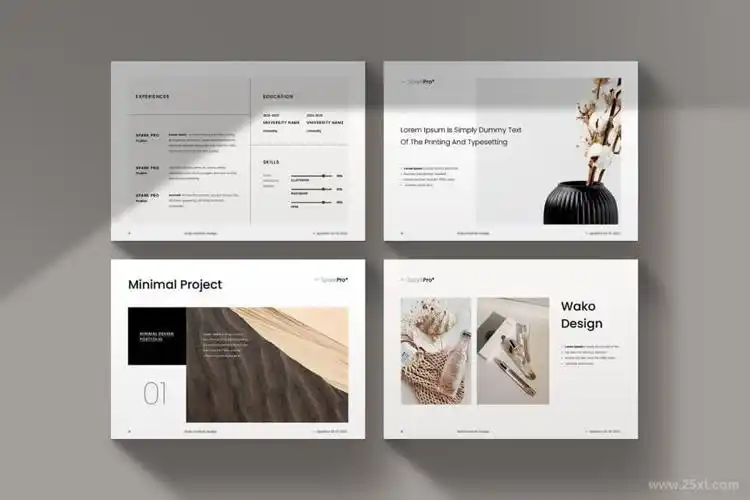 横版的个人作品集设计indesign模板