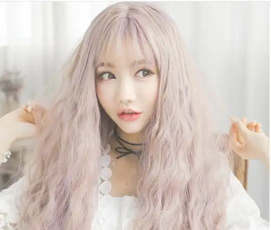 女生长发玉米须烫发型图片