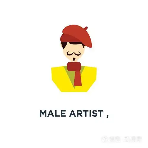 男艺术家,艺术设计师图标.色彩艺术概念符号设计,矢量插图