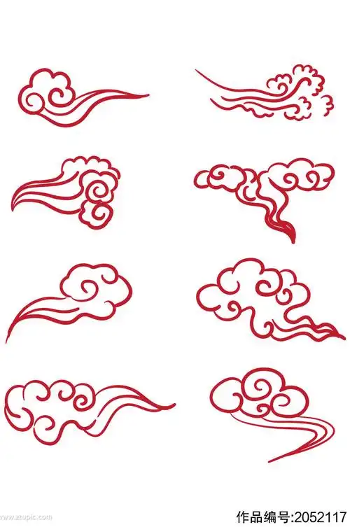 手绘线条云朵祥云元素