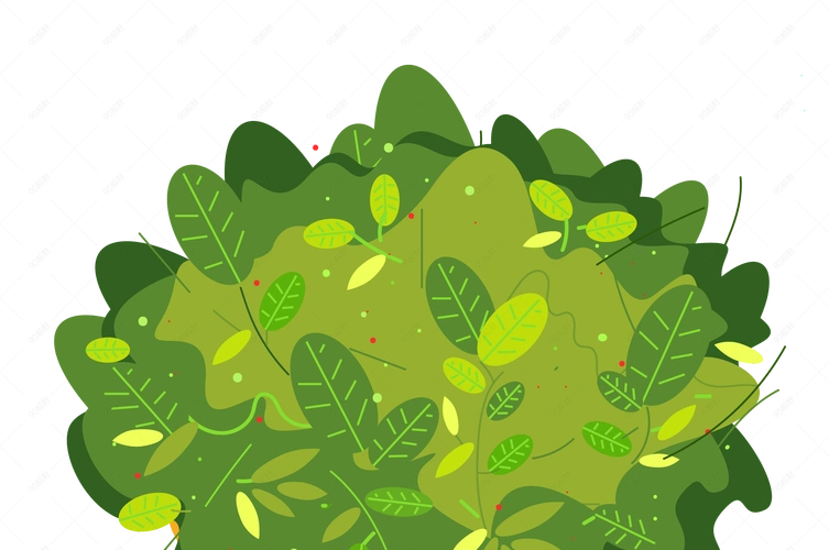 手绘风格可爱卡通绿色小盆栽