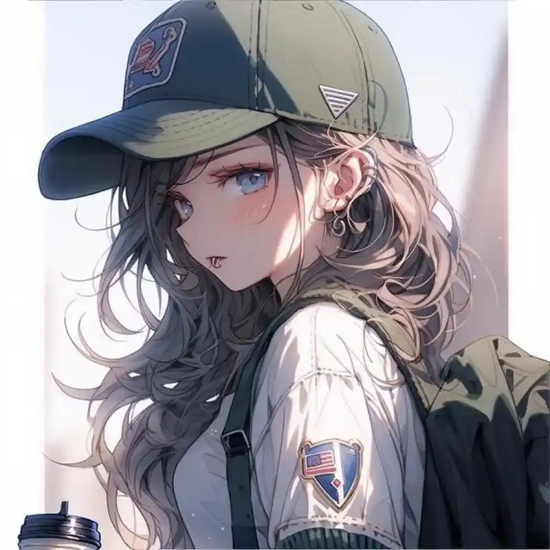 棒球女孩来喽/又甜又酷的女生头像 带鸭舌帽的酷女孩