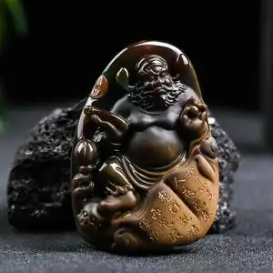 精品天然阿拉善玛瑙彩玉俏色巧雕原创设计纯手工雕刻钟馗捉鬼吊坠