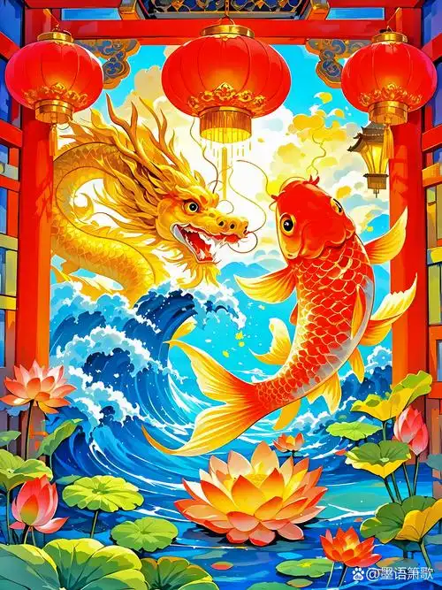 鲤鱼跃龙门#原创ai美图分享# #热点引擎计划