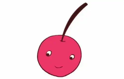 步骤四:填上颜色,画出玫红色的樱桃.樱桃简笔画图片大全