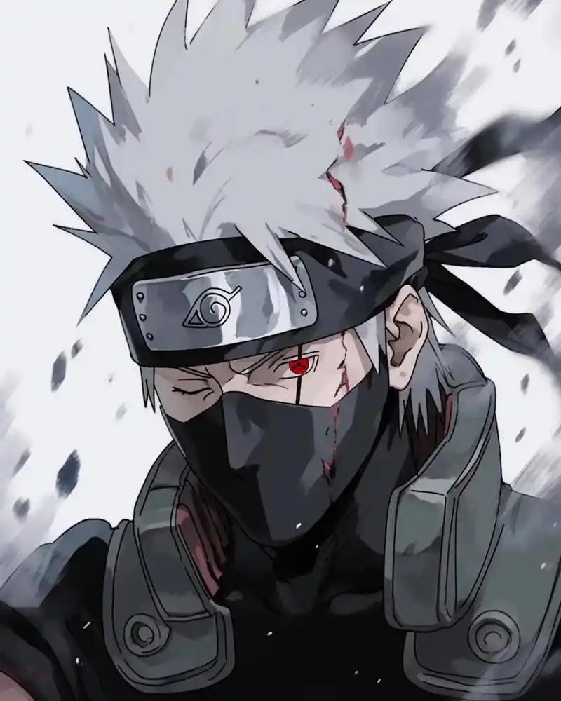 火影 旗木卡卡西.银色长发,黑色面罩,身穿黑色紧身作战服,再 - 抖音