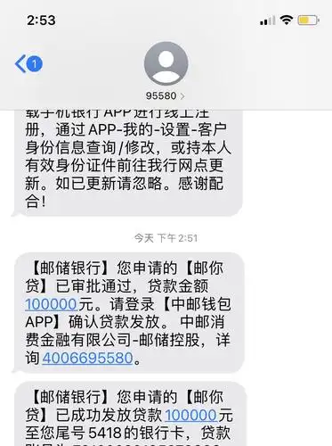 美团生活费综合不足,邮政批了10万,已到账