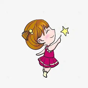 卡通小女孩摘星星手绘元素