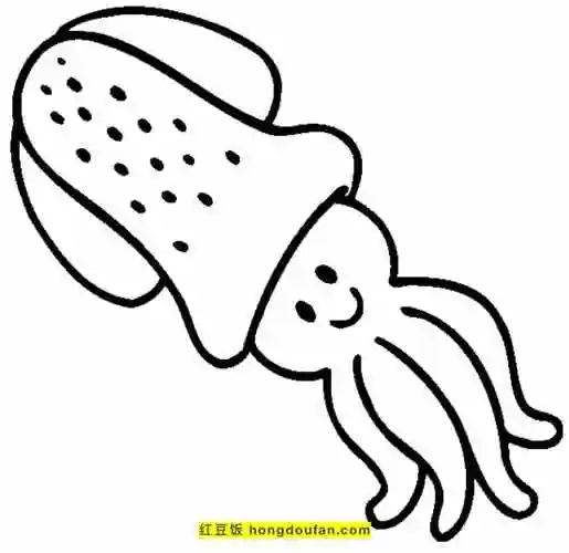 10张最简单的章鱼卡通简笔画卷曲的章鱼涂色图