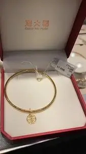 涨价前现货 香港周大福999黄金足金平安圆圈光圈手镯 空心60号