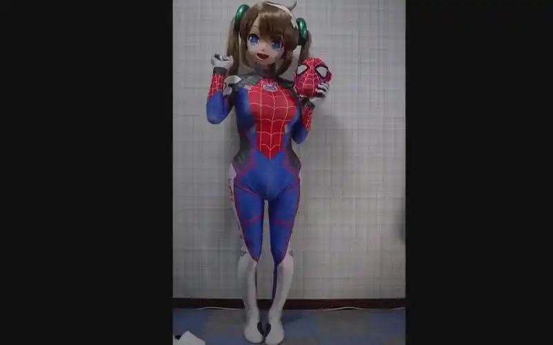 新kig视频151多层美女面具易容kigurumi内层是可爱的女蜘蛛侠绝对精彩