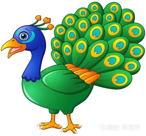 快乐的孔雀卡通白色背景上孤立
