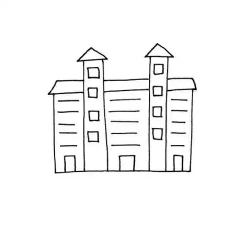 居民楼简笔画立面