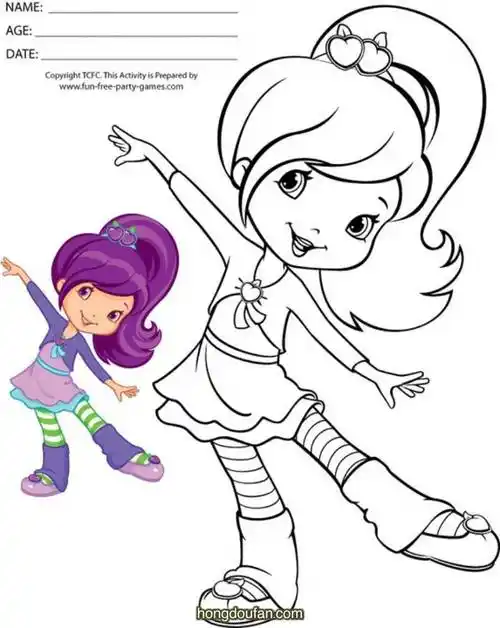 跳舞的小女生在线涂色图片大全-红豆饭小学生简笔画大全