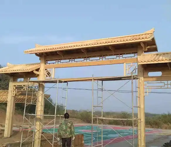 宇恒防腐木承接定制(图)-景区防腐木门楼-防腐木门楼
