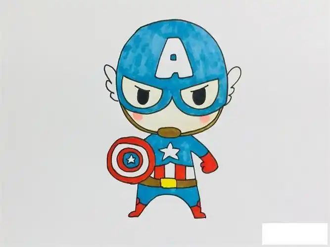 漫威英雄美国队长简笔画步骤一步一步教你画美国队长动漫人物简笔画