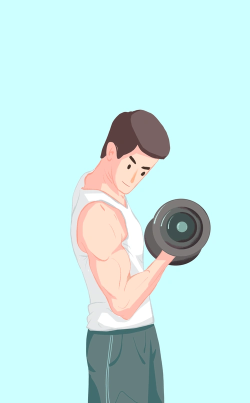 手绘健身插画-运动的男人