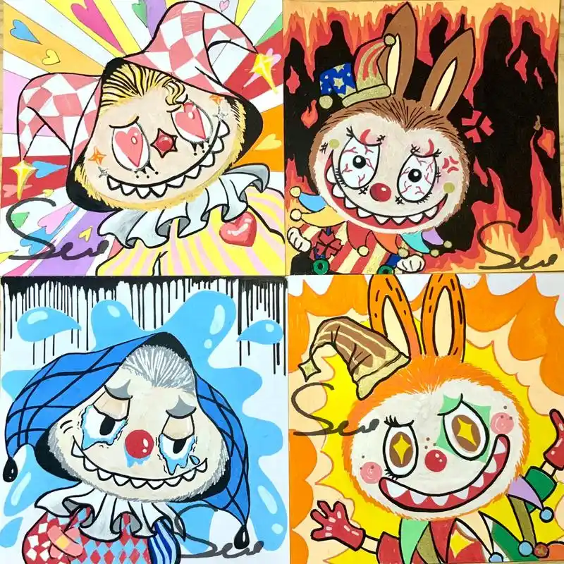 色彩构成|喜怒哀乐labubu 是大一上学期的色彩构成作业啦哈哈哈,家