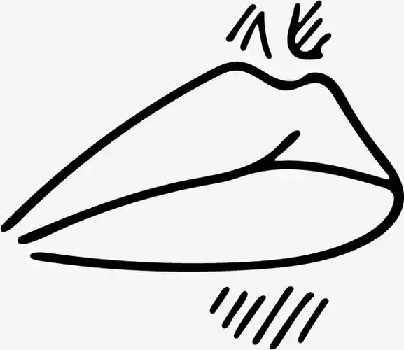 卡通简约黑白插画小清新嘴唇