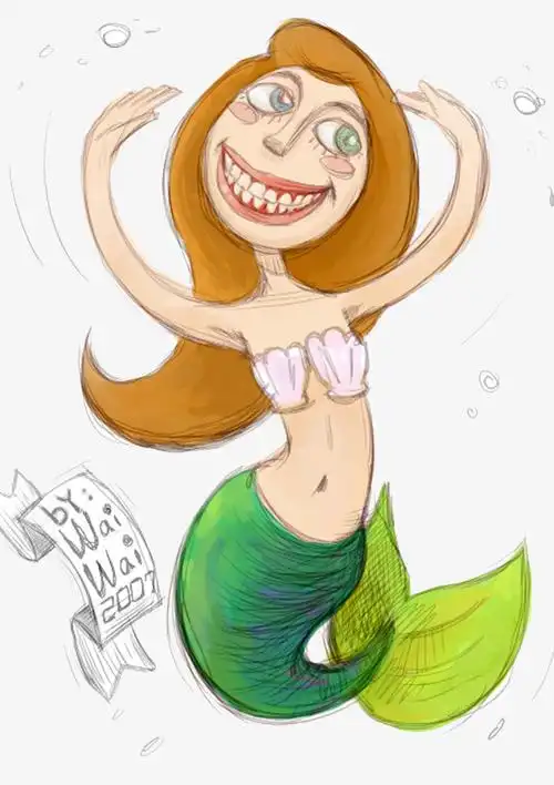 多彩大笑的美人鱼