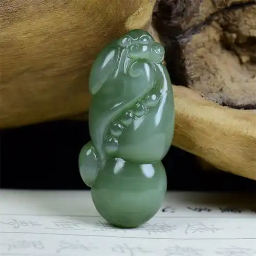 和田玉碧玉葫芦挂件玉葫芦吊坠玉石如意葫芦多子多福葫芦带证书