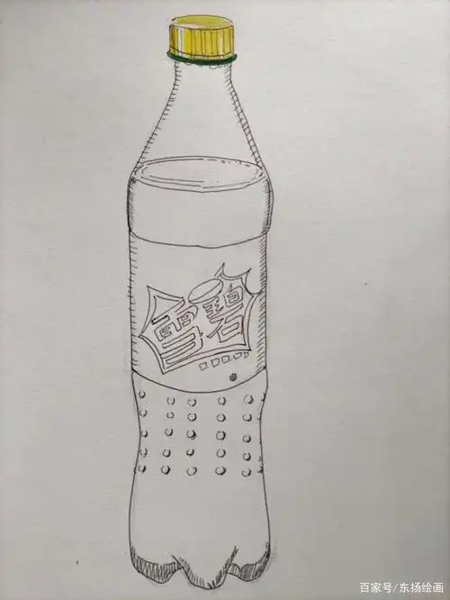 雪碧瓶原来这么画,创意彩铅教程,雪碧瓶绘画步骤