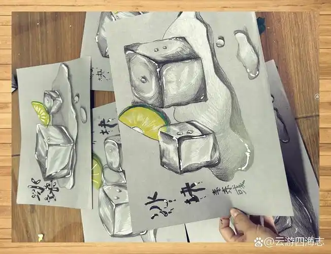 小画家们的冰块素描,晶莹剔透,仿佛能降温呢