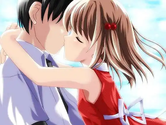 唯美动漫情侣深情亲吻图片