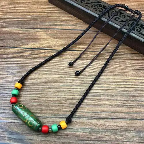 厂家批发藏式玛瑙天珠项链民族风九眼天珠编绳锁骨链男女百搭饰品